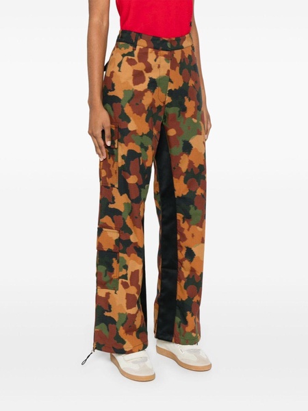 camouflage floral straight-legged trousers