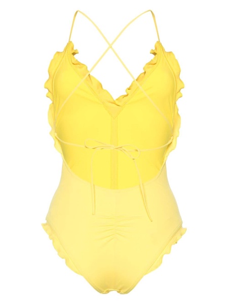 ruffle-detailing V-neck swimsuit 