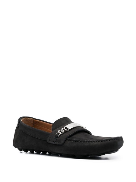 logo-plaque leather loafers