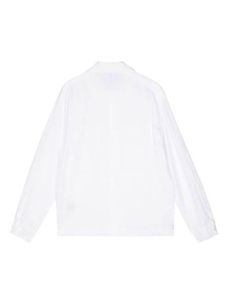 long-sleeve cotton-linen blend shirt