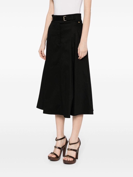 pleated cotton midi skirt