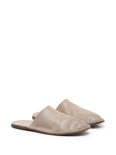 round-toe leather slippers