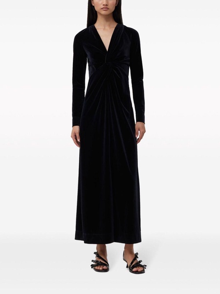 ruched velvet maxi dress