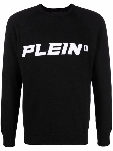 logo-print crew neck jumper