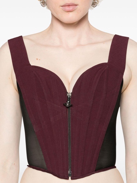 red pleated panelled corset top