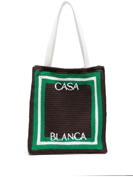 CASABLANCA Sophisticated Logo-Embroidered Crochet Tote Handbag for Women