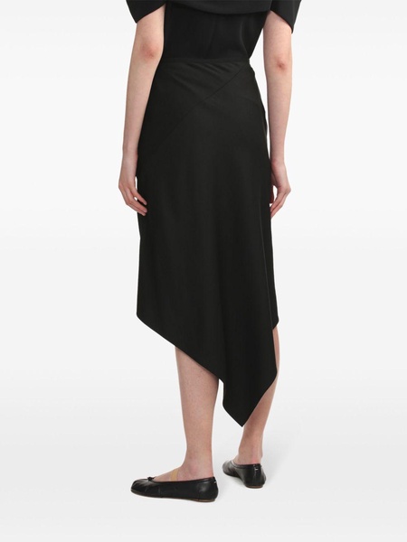 asymmetric-hem high-waist midi skirt