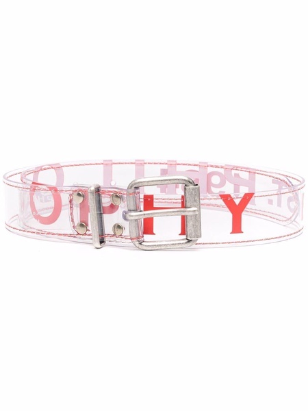 transparent logo-print belt