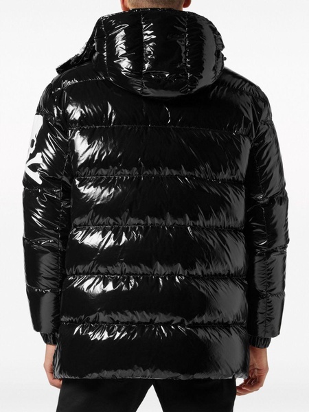 skull-print detachable-hood padded coat