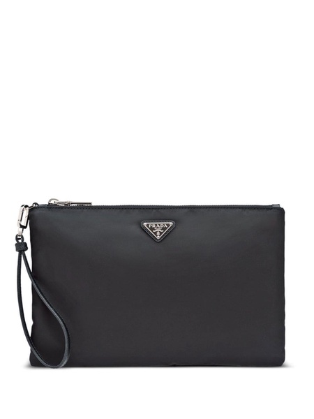 Re-Nylon triangle-logo clutch bag 