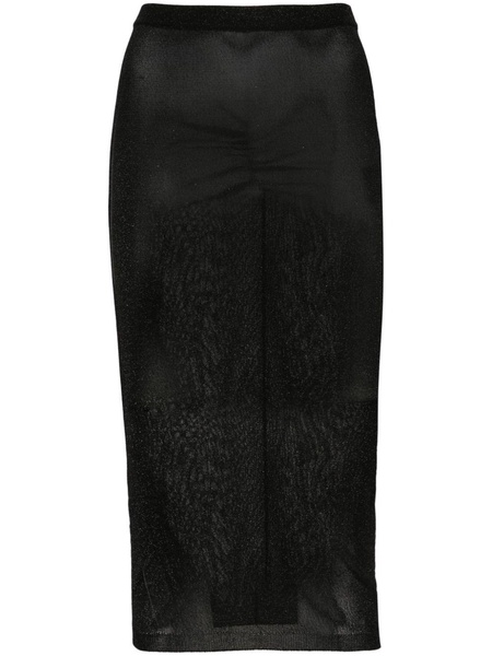 lurex ruched midi skirt