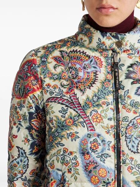 paisley-print down puffer jacket