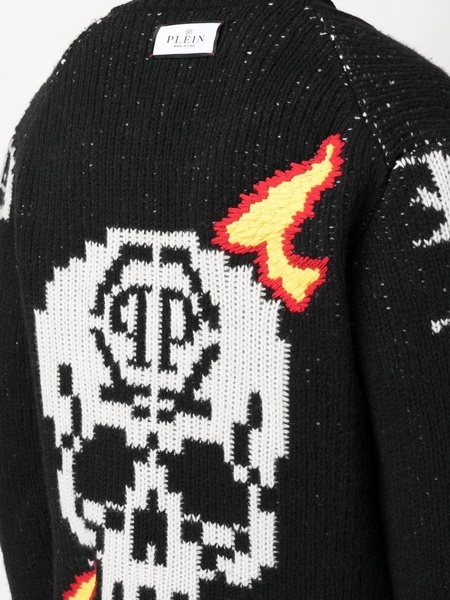 intarsia-knit logo cardigan