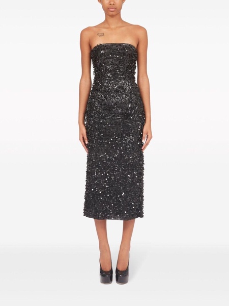 Hand-embroidered sequin midi dress