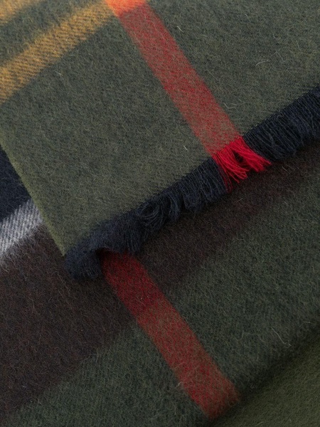 tartan-pattern wool scarf