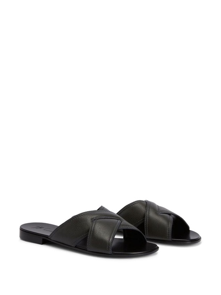 Flavio crossover-strap leather slides