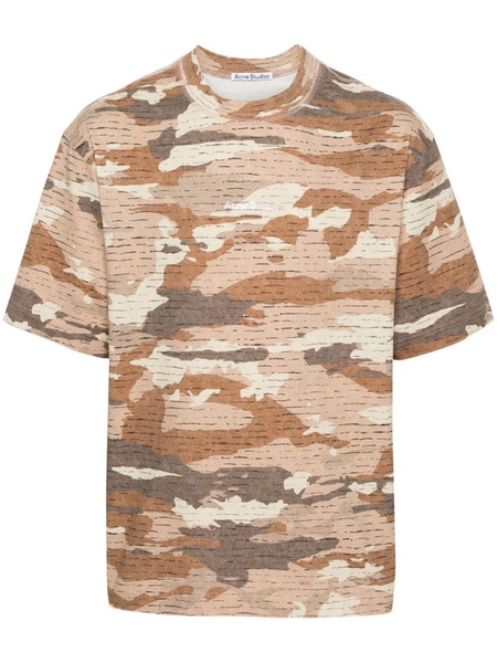 rhinestone-logo camouflage T-shirt