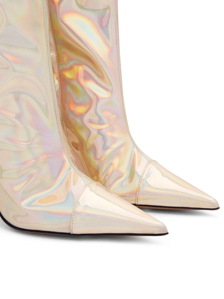 100mm holographic knee-high boots