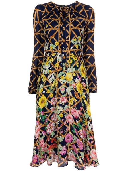 Garland lattice-print georgette dress