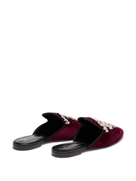 Elsa crystal velvet mules