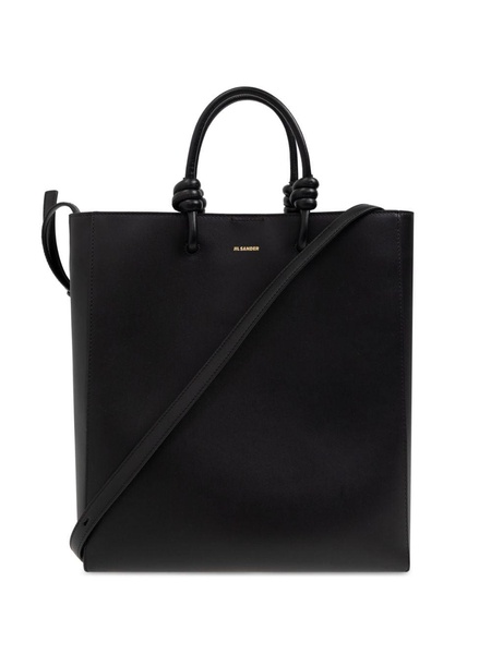 JIL SANDER Classic Black Tote Handbag with Golden Accents