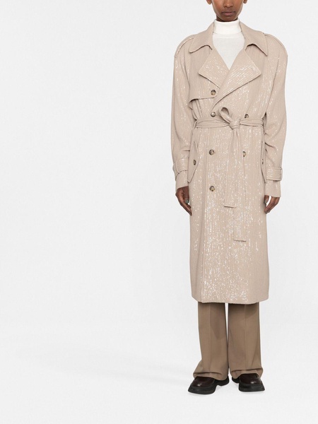 Soria sequin silk trench coat