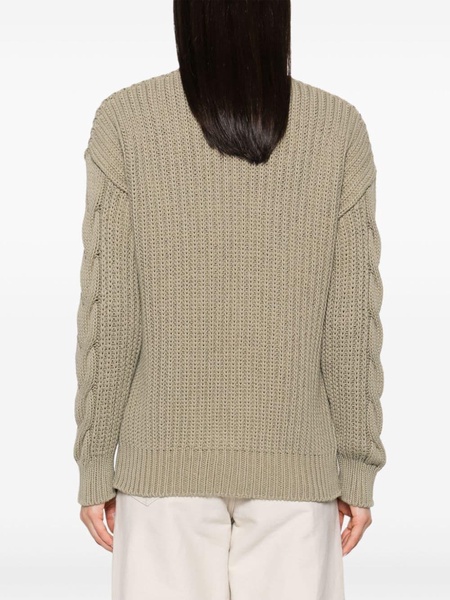 Sage Green Chunky Knit Cotton Jumper