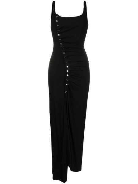 stud-embellished ruched maxi dress