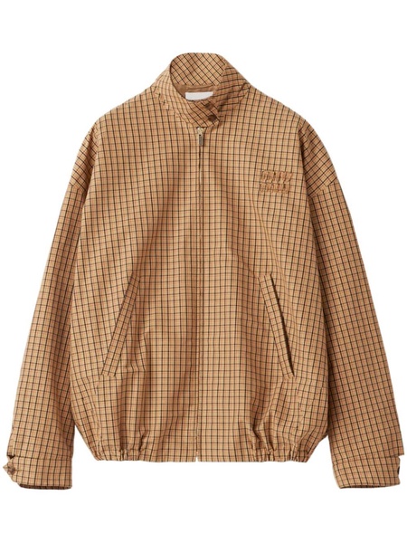 Check-pattern blouson jacket