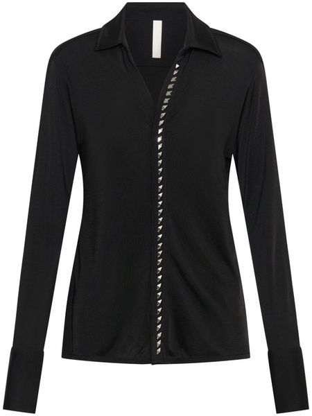 studded-placket shirt