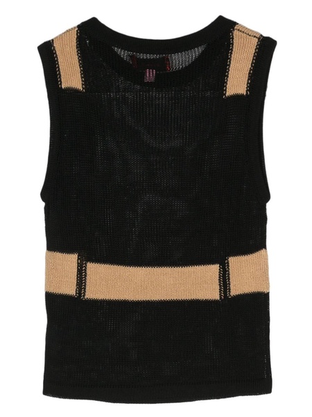 colour-block sleeveless knitted top