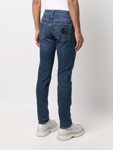 mid-rise slim-cut jeans