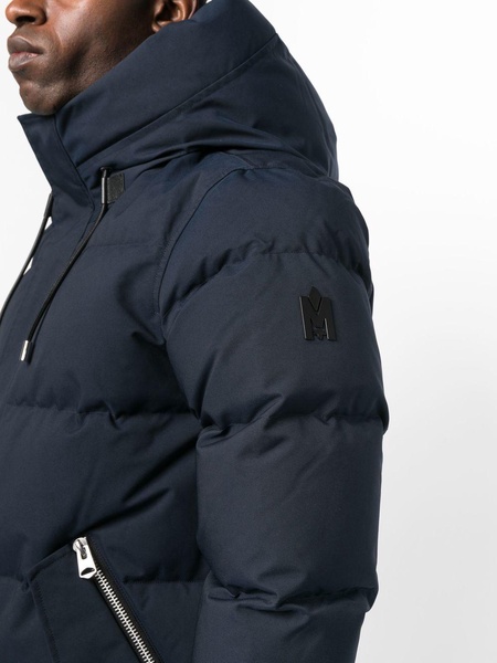 logo-patch zip-up padded coat 