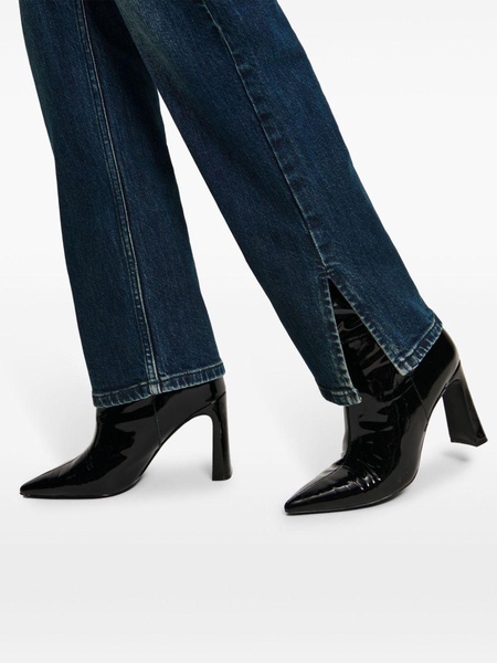 high-rise split-hem jeans