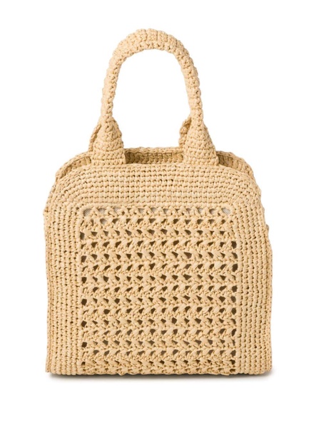 crochet raffia tote bag