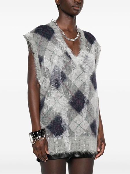 argyle-knit vest