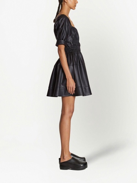 faux-leather square-neck dress