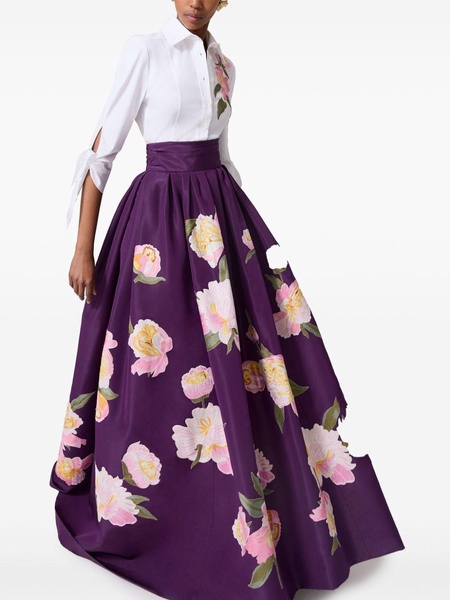 floral-embroidered maxi skirt