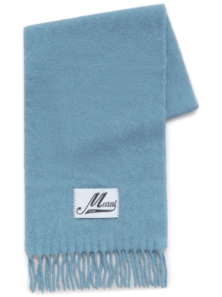 logo-patch alpaca wool-blend scarf