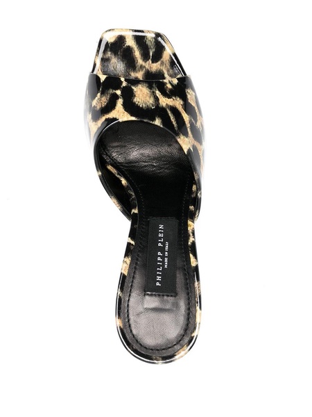 leopard-print square-toe sandals