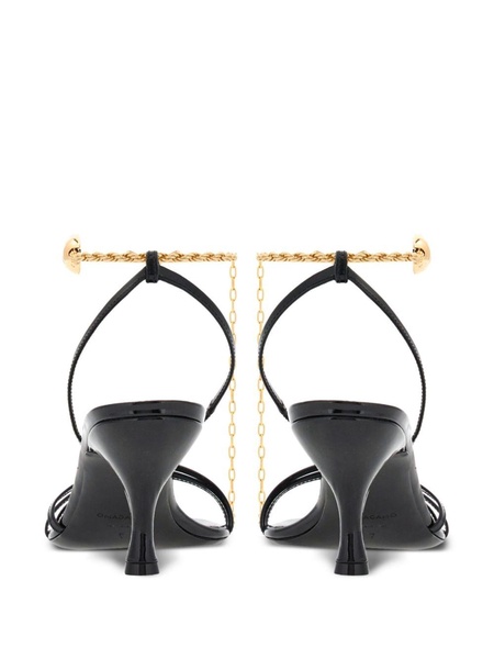 70mm cable-link chain leather sandals 