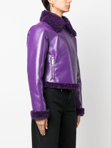 faux shearling-trim biker jacket