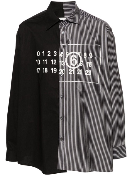 Spliced numbers-motif cotton shirt 