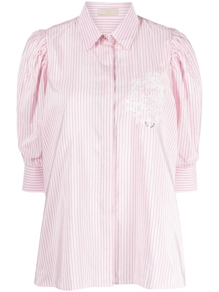 logo-embroidered pinstripe shirt