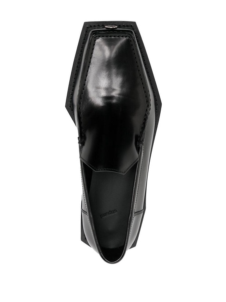 square-toe polished-finish loafer