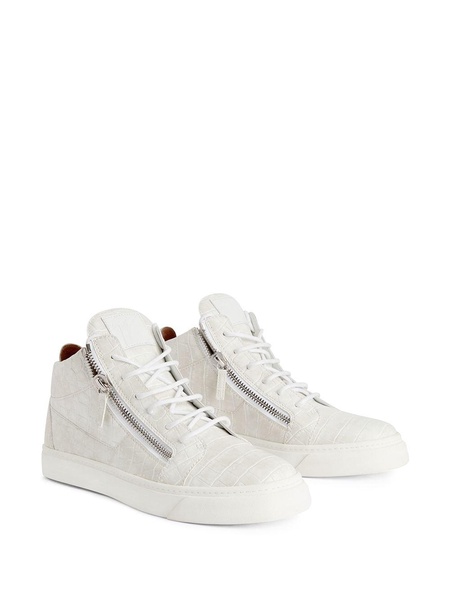 Kriss crocodile effect mid-top sneakers