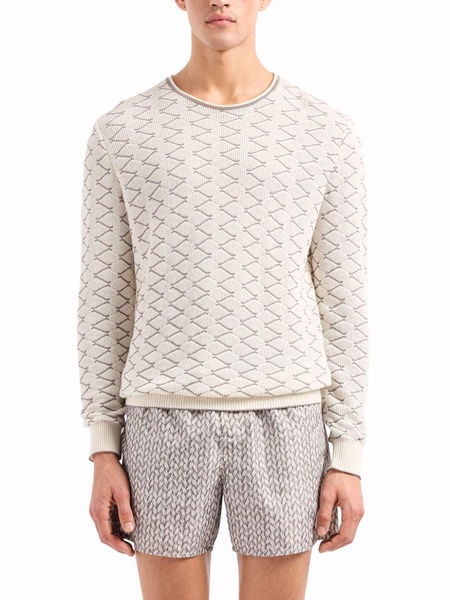 zigzag-embroidered round-neck jumper