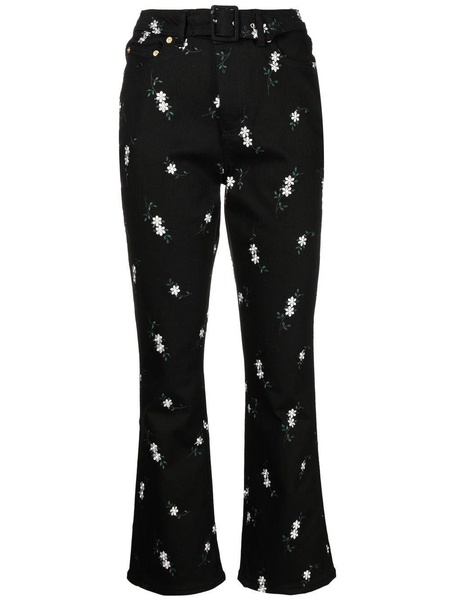 cropped floral-print trousers