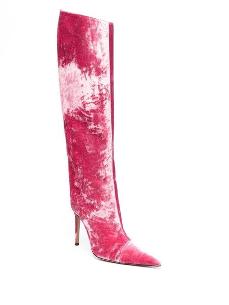 stiletto-heel velvet boots