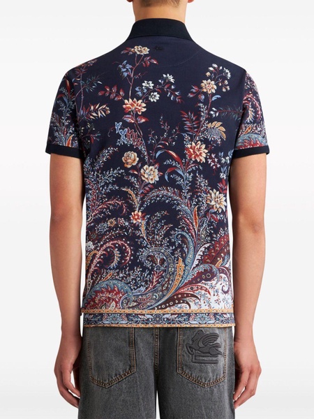 floral-print cotton polo shirt